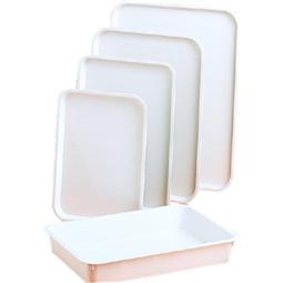 Food trays matt finish polystyrene. Dimensions: 14" x 10" x 1"