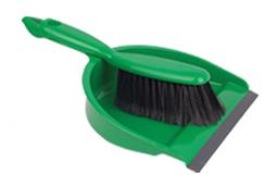 Dustpan and brush set soft bristle green