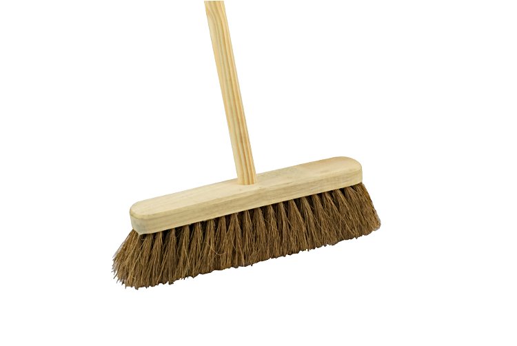 12" Natural coco soft broom complete with handle