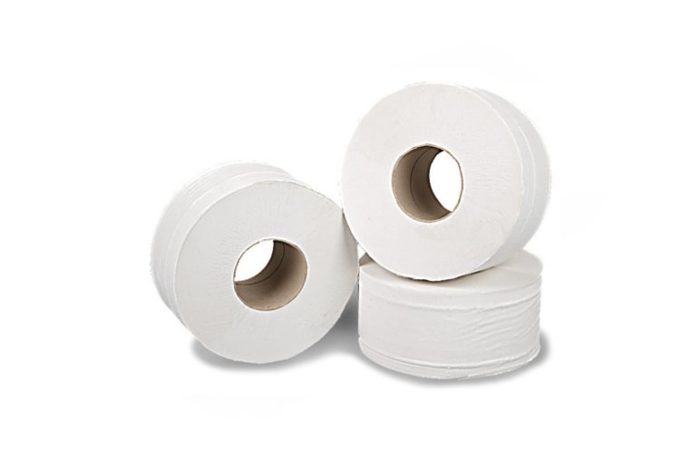 1. White 2 ply 76mm core mini jumbo toilet roll 200m