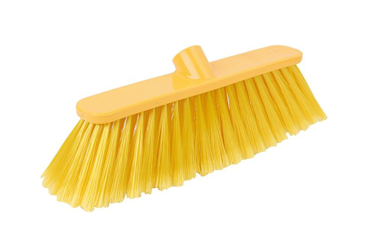 Deluxe broom head yellow stiff bristles 12" (30cm)