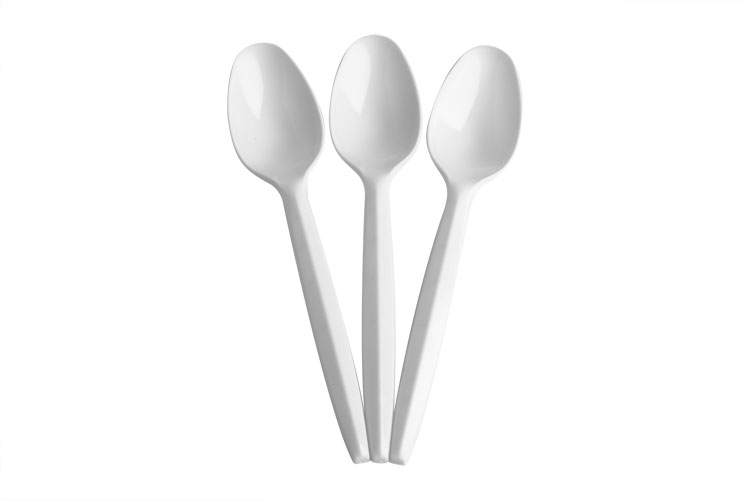 01 Plastic dessert spoon white (10 X 100) - each